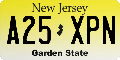 NJ license plate A25XPN