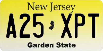 NJ license plate A25XPT