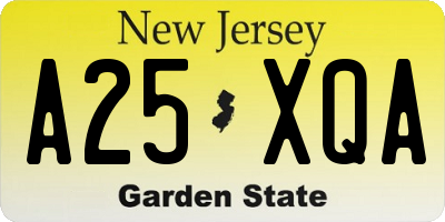 NJ license plate A25XQA