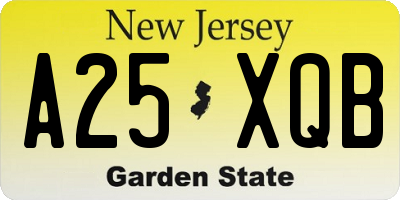 NJ license plate A25XQB