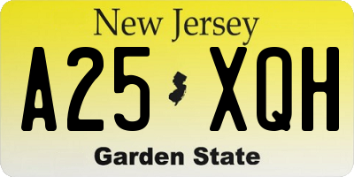 NJ license plate A25XQH