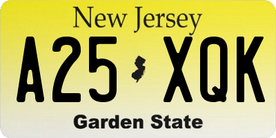 NJ license plate A25XQK