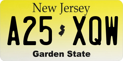 NJ license plate A25XQW