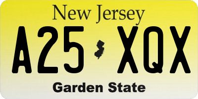 NJ license plate A25XQX
