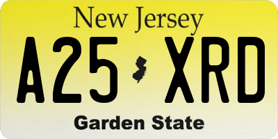 NJ license plate A25XRD