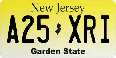 NJ license plate A25XRI