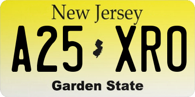 NJ license plate A25XRO