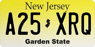 NJ license plate A25XRQ