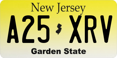 NJ license plate A25XRV