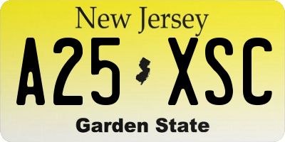 NJ license plate A25XSC