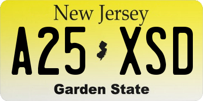 NJ license plate A25XSD