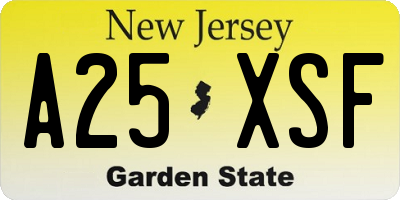 NJ license plate A25XSF