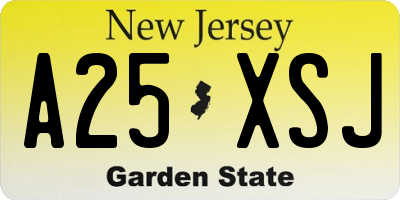 NJ license plate A25XSJ
