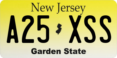 NJ license plate A25XSS