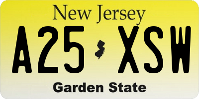 NJ license plate A25XSW