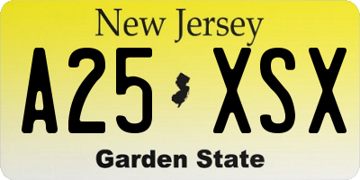 NJ license plate A25XSX