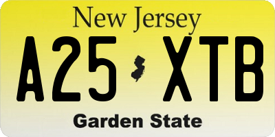 NJ license plate A25XTB