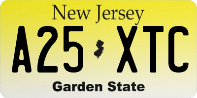 NJ license plate A25XTC