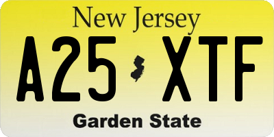 NJ license plate A25XTF