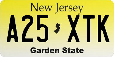 NJ license plate A25XTK