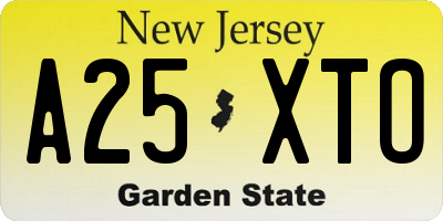 NJ license plate A25XTO