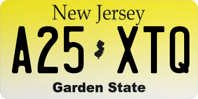 NJ license plate A25XTQ