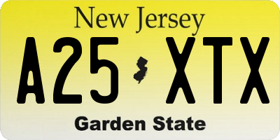NJ license plate A25XTX