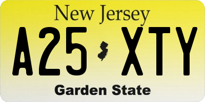 NJ license plate A25XTY