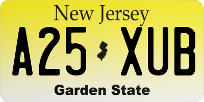 NJ license plate A25XUB