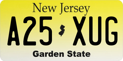 NJ license plate A25XUG