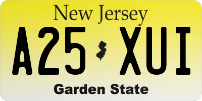 NJ license plate A25XUI