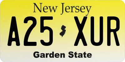 NJ license plate A25XUR