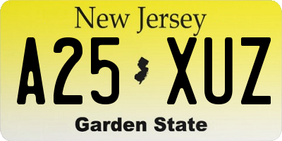 NJ license plate A25XUZ