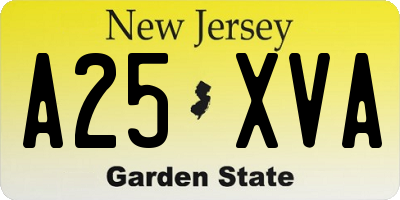 NJ license plate A25XVA