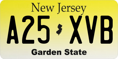 NJ license plate A25XVB