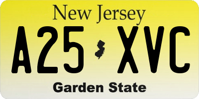 NJ license plate A25XVC