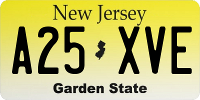 NJ license plate A25XVE