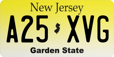 NJ license plate A25XVG