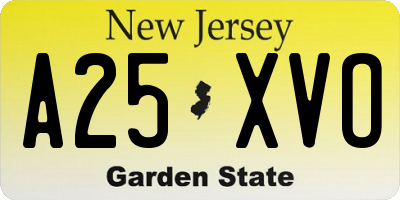NJ license plate A25XVO