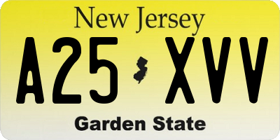 NJ license plate A25XVV