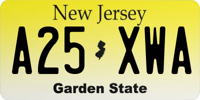 NJ license plate A25XWA