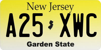 NJ license plate A25XWC
