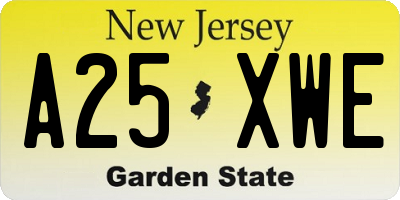NJ license plate A25XWE