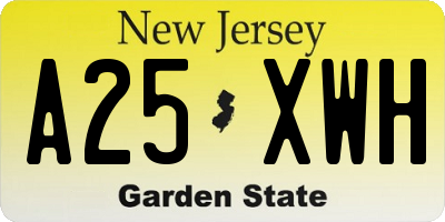 NJ license plate A25XWH