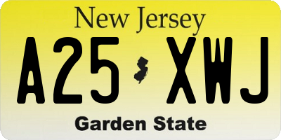 NJ license plate A25XWJ