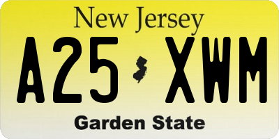 NJ license plate A25XWM