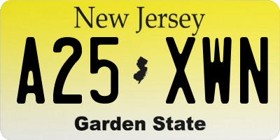 NJ license plate A25XWN