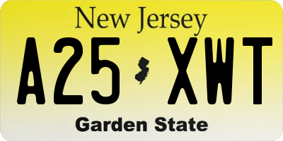 NJ license plate A25XWT
