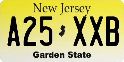 NJ license plate A25XXB