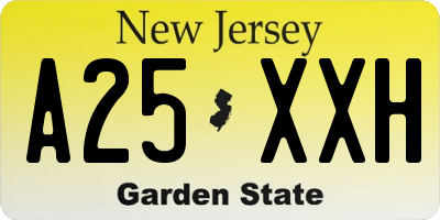 NJ license plate A25XXH